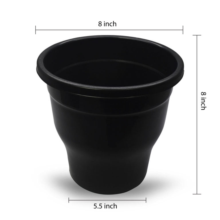 Black Plastic Planter Pot 8 Inch Buy Online | Trivandrum Gardentech